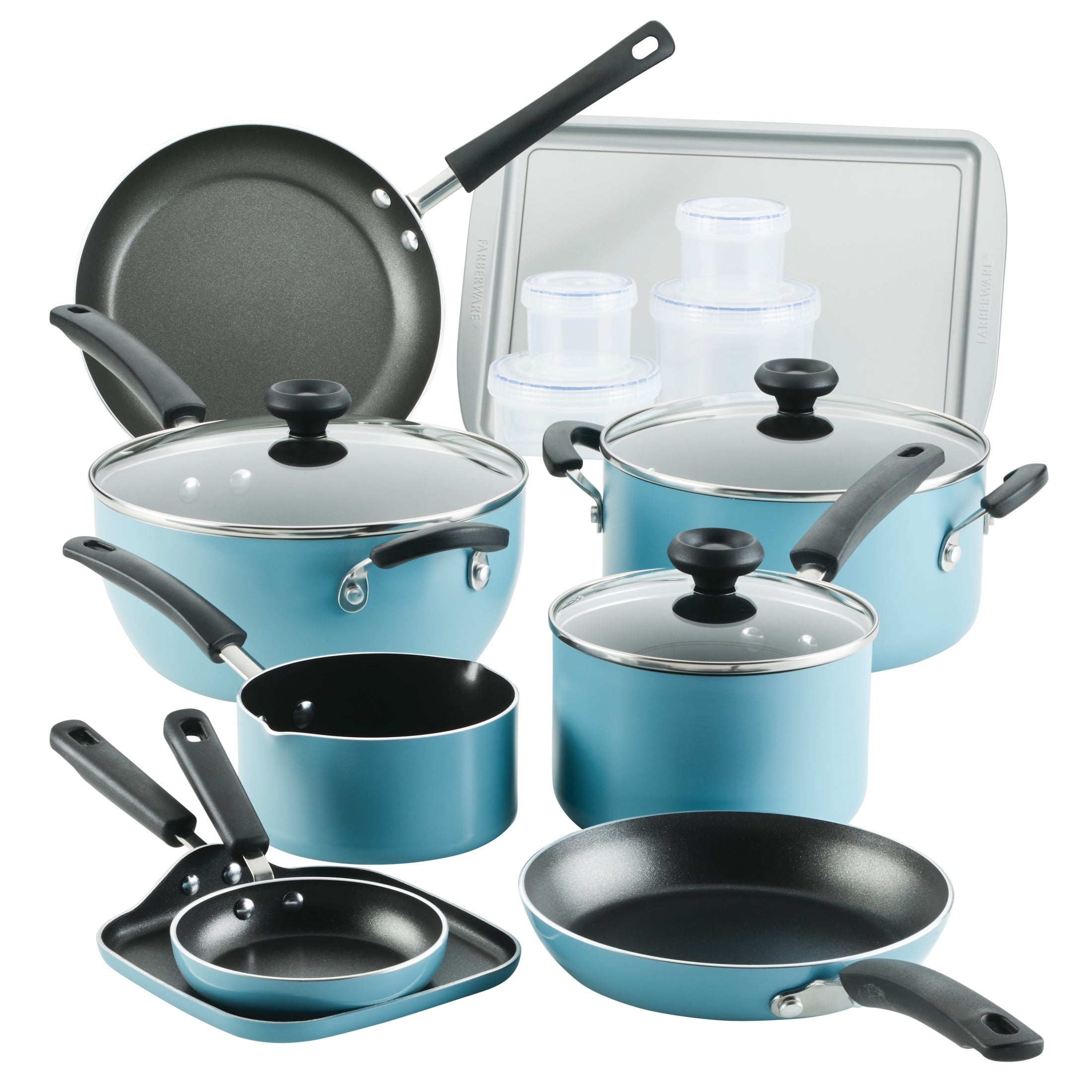 20Pc Aluminum Nonstick Cookware Pots & Pans Set Aqua