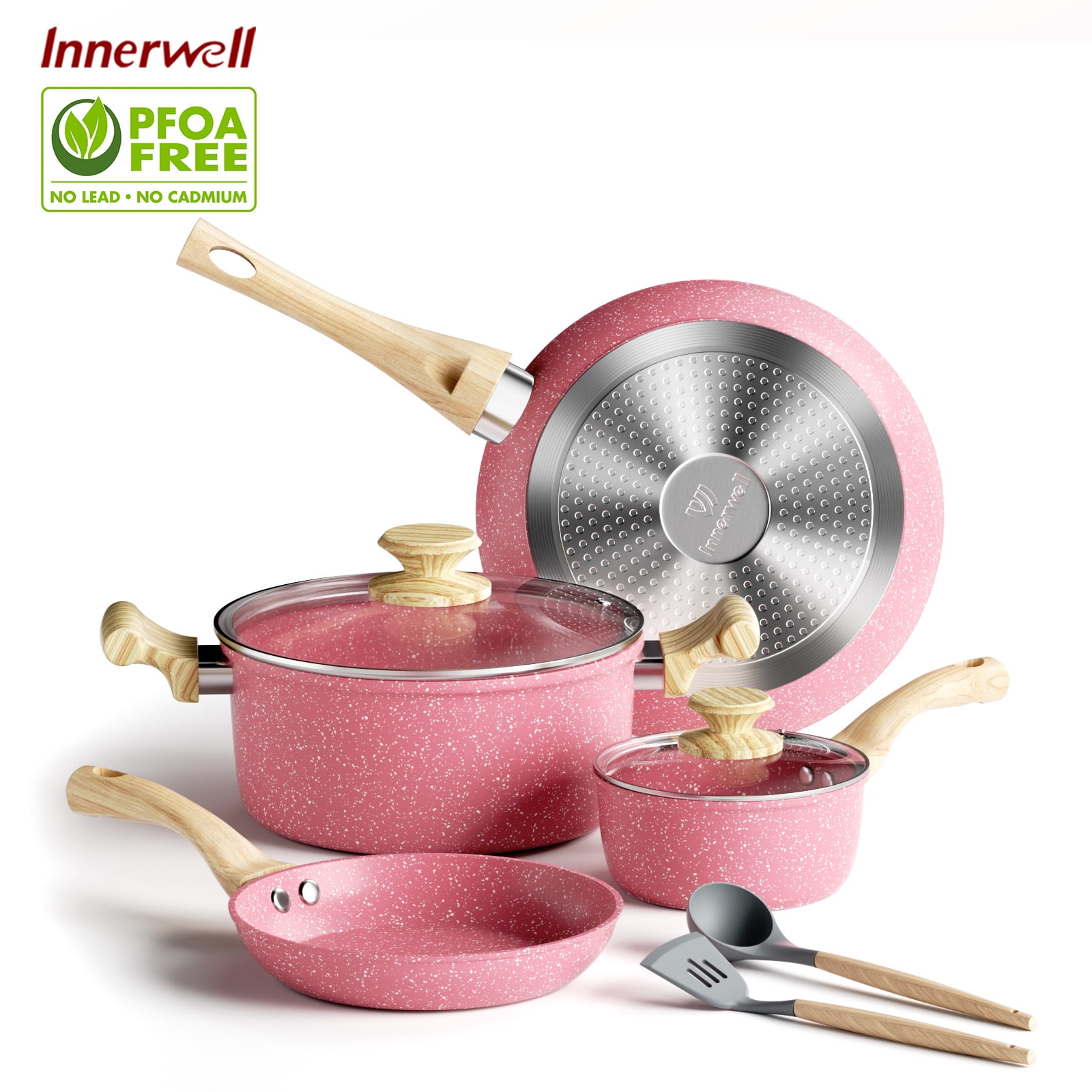 8 Pcs Nonstick Cookware Set Granite Stone Kitchen Frying Pan Set Cookware with Stay Cool Handles