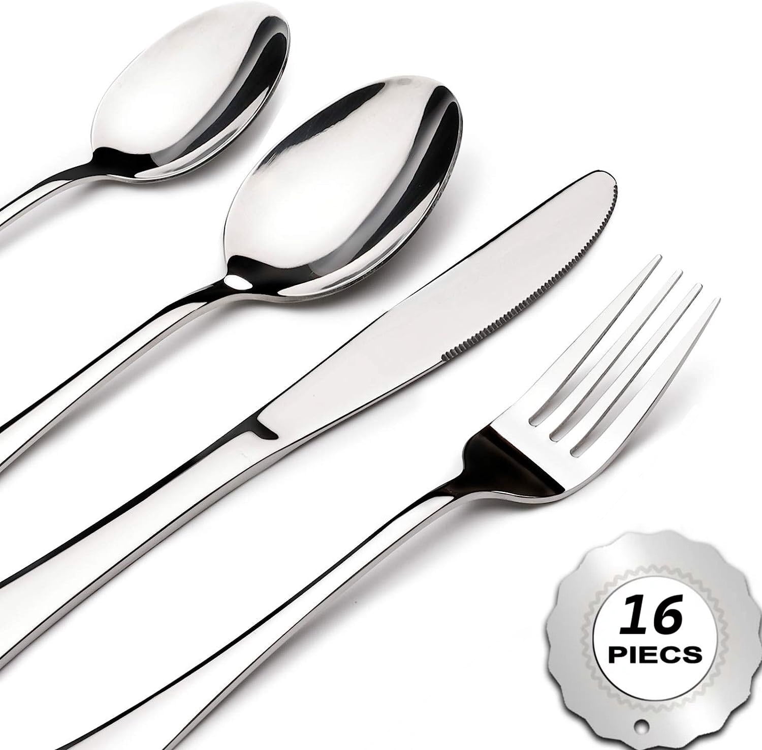 Flatware Set for 4,Stainless Steel Flatware Set,Mirror Polished Cutlery Utensil Set,Durable Home Kitchen Eating Tableware Set,Fork Knife Spoon Set,Dishwasher Safe-Silver